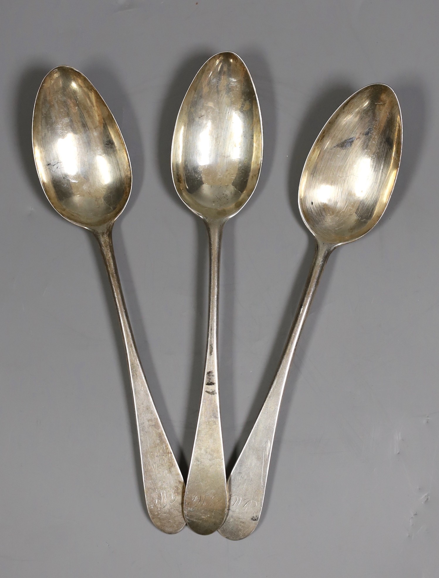 A set of three 19th century Scottish provincial silver Old English pattern tablespoons, by Chas Jamieson, Inverness, 21.5cm, 5.3oz.